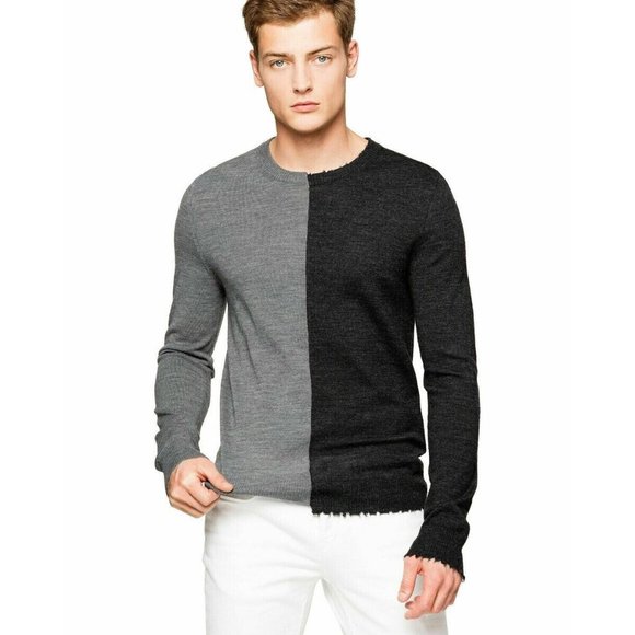 Zadig & Voltaire Jeremy Colorblock Grey Wool Sweater ( XL ) - Picture 1 of 9